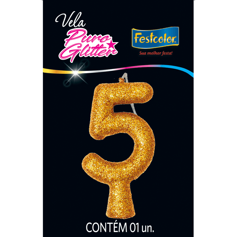 Vela Puro Glitter Dourada  635762