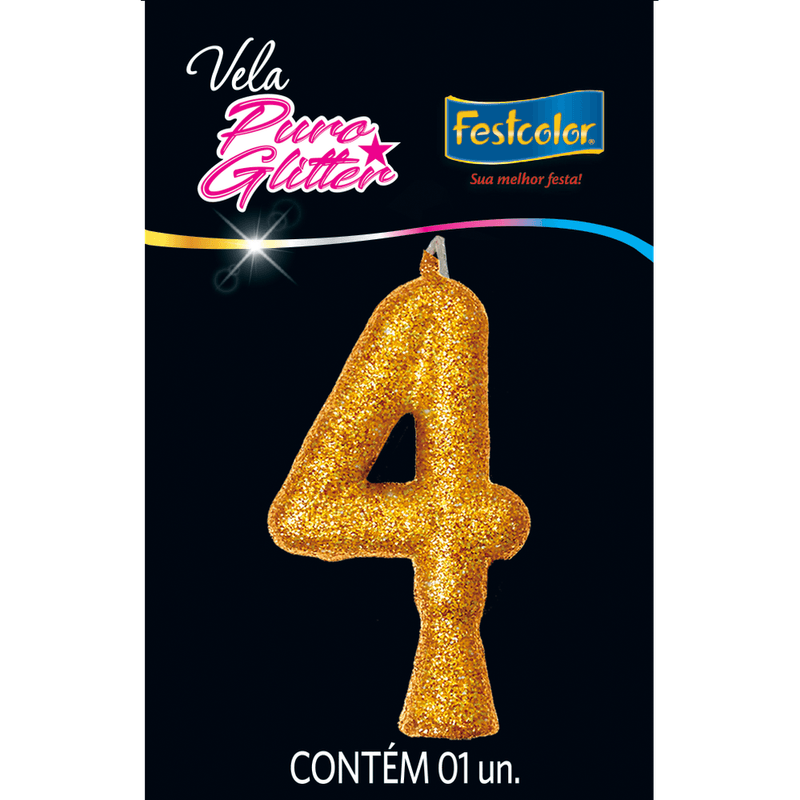 Vela Puro Glitter Dourada  635762