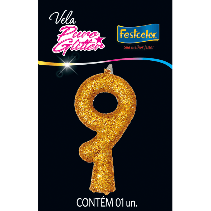 Vela Puro Glitter Dourada  635762
