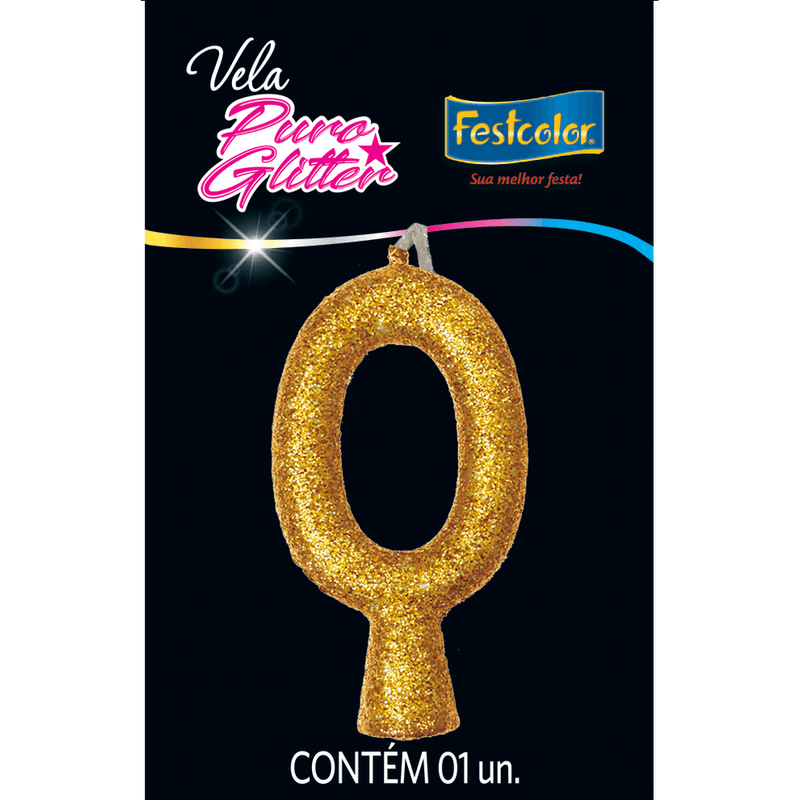 Vela Puro Glitter Dourada  635762