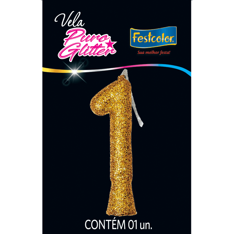 Vela Puro Glitter Dourada  635762