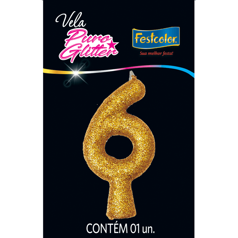 Vela Puro Glitter Dourada  635762