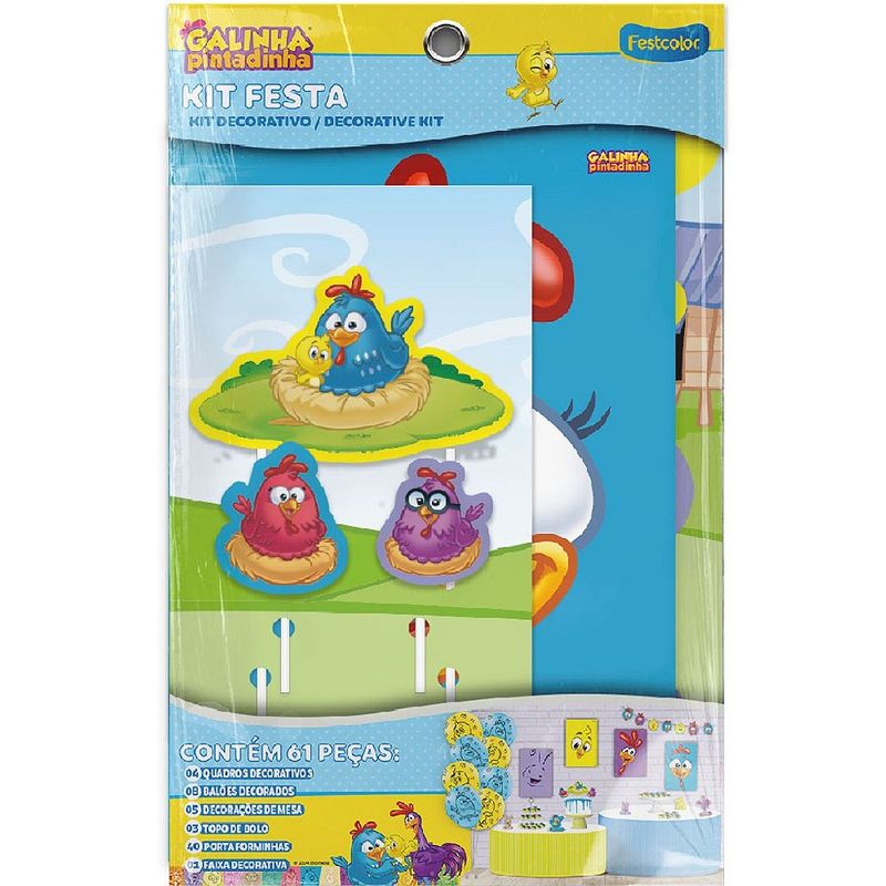Kit Festa Galinha Pintadinha 2018 com 62 itens - Festcolor