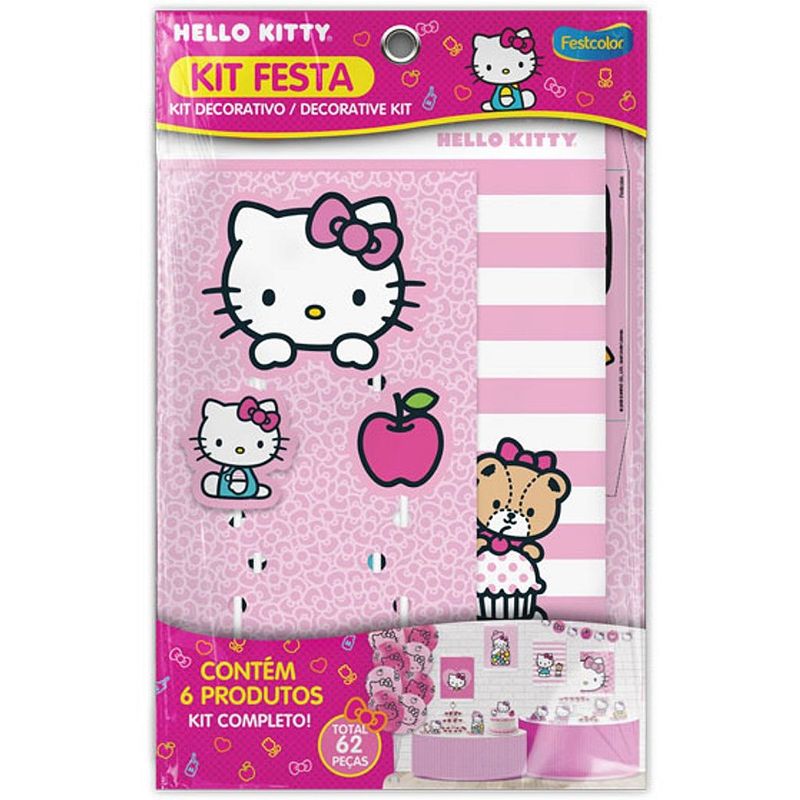 Kit Festa Hello Kitty com 62 itens - Festcolor