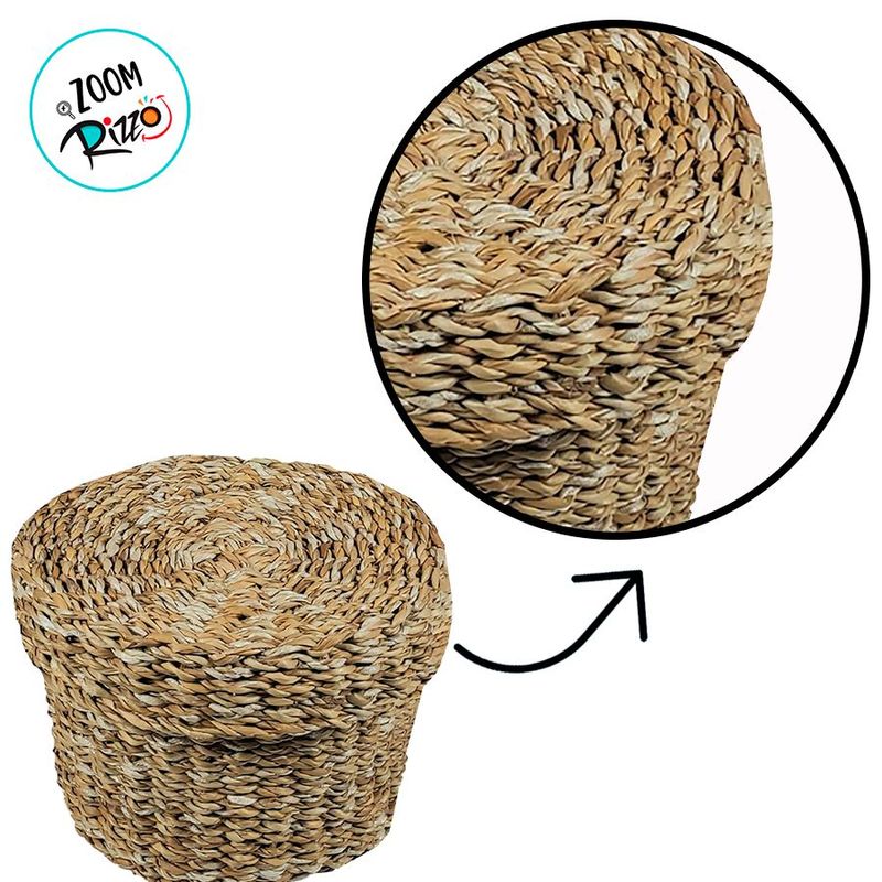 Cesta Decorativa Carajas de Seagrass com Tampa - 32x32x20cm - 1 unidade - Magazine 25