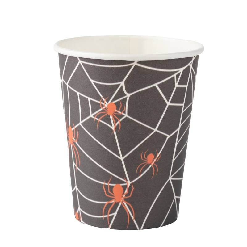 Copo Papel Halloween Teia 270ml - 10 Un