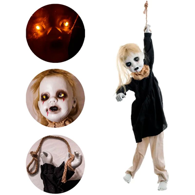 Boneca Enforcada Halloween Com Som, Luz e Movimento 90cm - 1 Un