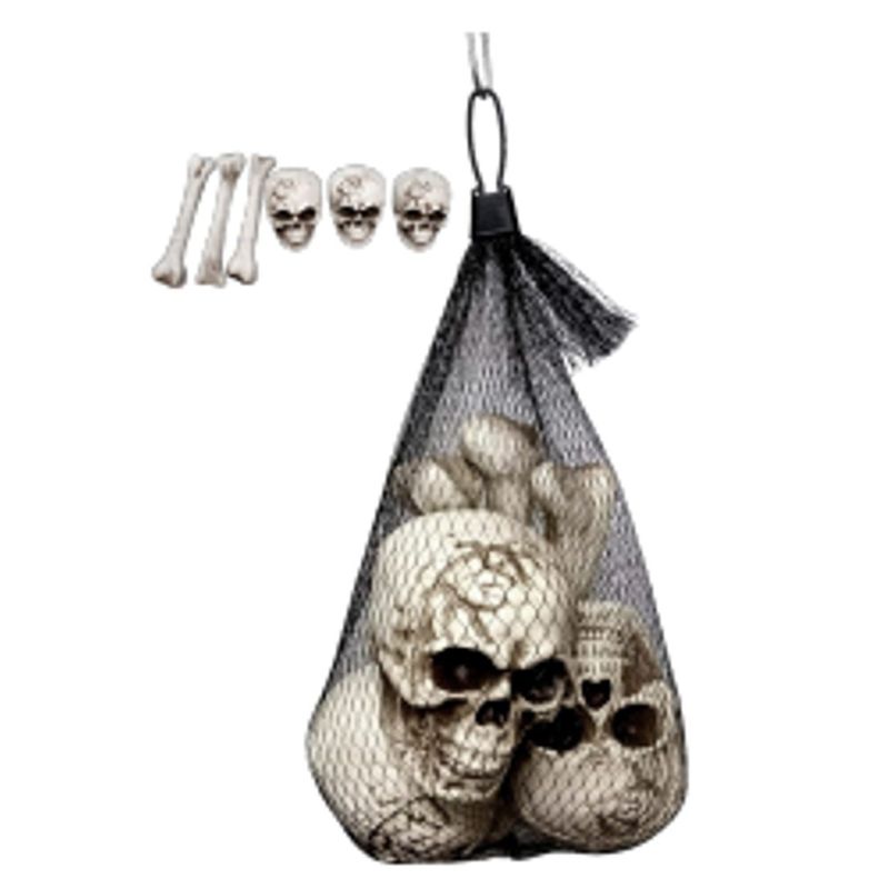Enfeites Halloween Crânios e Ossos - Kit com 6 Un