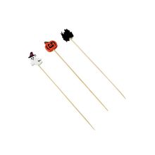 Palito de Bambu para Petiscos Halloween Abóbora e Aranha - 20 Un