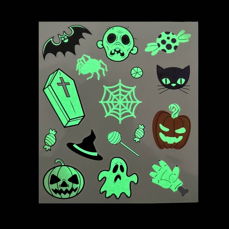 Tatuagem Halloween Diversos Brilha no Escuro - 5 Un