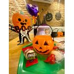 Enfeite de Mesa Halloween Esqueleto Cabeça de Abóbora 20x17cm - 2 Un