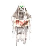 Caveira Fantasma Halloween Banner com Som e Luz 1,10 Metros - 1 Un
