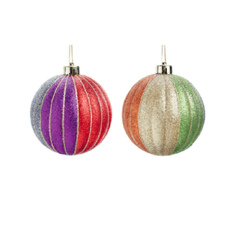 Bolas de Natal com Gomos Glitter - Colorido - 10cm - 4 unidades - Cromus - Magazine 25