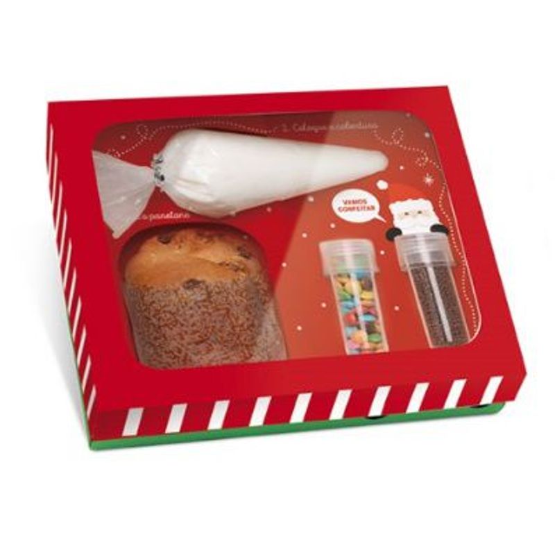 Caixa Panetone Kit Confeiteiro Ho Ho Ho - 20,5 x 18 x 8cm - 01 Unidade Cromus Natal - Magazine 25