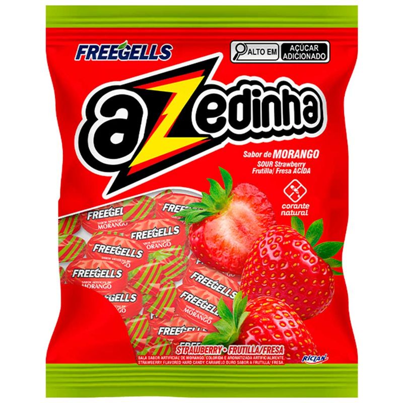 Bala Dura Azedinha Freegells Morango 475g - Riclan