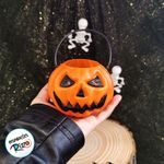 Mini Baldinho de Halloween com Alça - Abóbora Laranja - 6x7cm - 1 unidade - Magazine 25