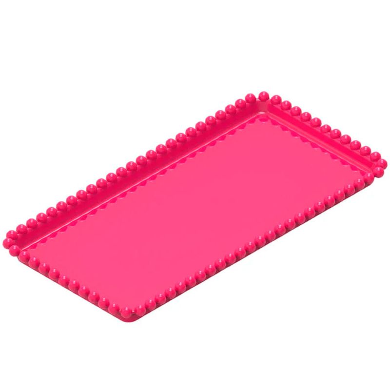 Bandeja Esfera Acrílica Durável Retangular - Pink - 25x13cm - 1 unidade - Rizzo - Rizzo