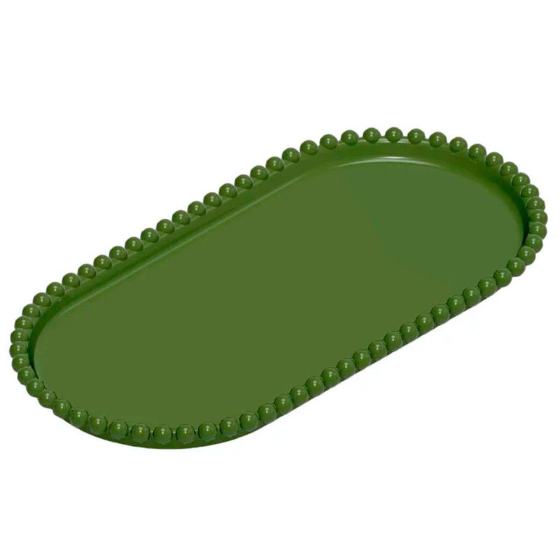 Bandeja Esfera Acrílica Durável Oval - Verde Militar - 25x13cm - 1 unidade - Rizzo - Rizzo