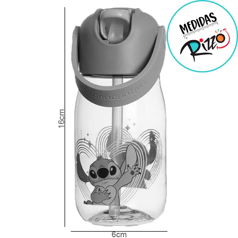 Garrafa Flip Infantil Stitch - 400ml - 1 unidade - Zona Criativa - Rizzo