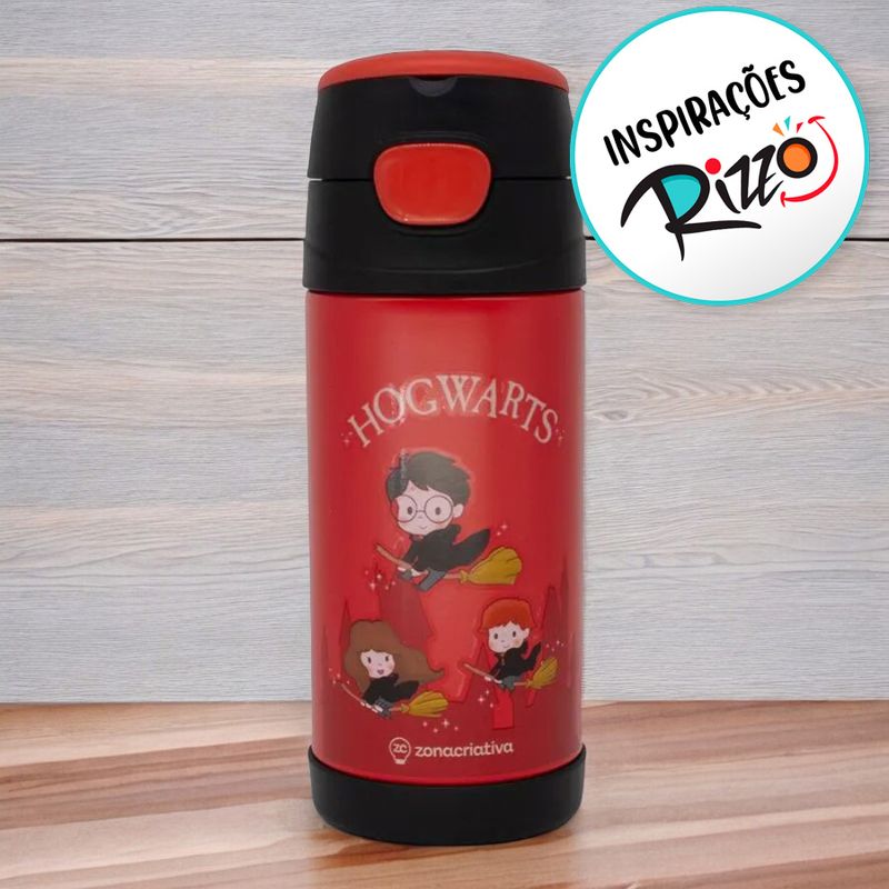 Garrafa Térmica com Canudo Hogwarts - 350ml - 1 unidade - Zona Criativa - Magazine 25