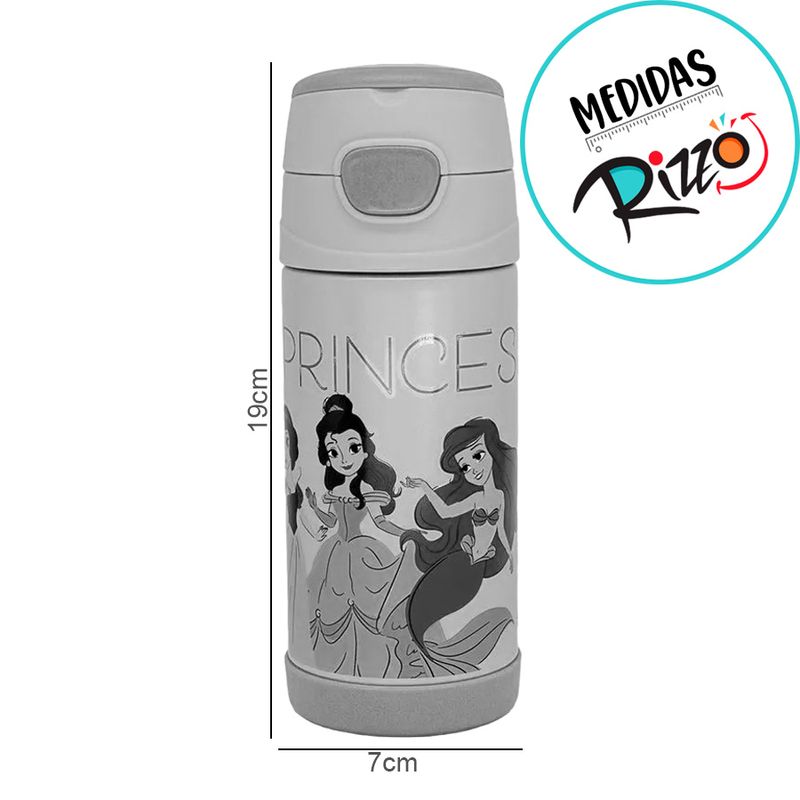 Garrafa Térmica com Canudo Princesas - 350ml - 1 unidade - Zona Criativa - Rizzo