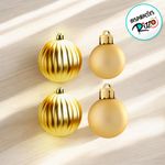 Bola de Natal - Ouro - Matte e Gomo - 7cm - 4 unidades - Cromus - Magazine 25