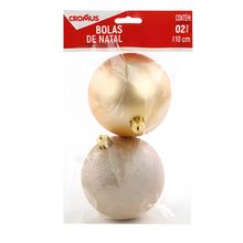 Bola de Natal com Glitter e Fosca - Ouro - 10cm - 2 unidades - Cromus - Magazine 25