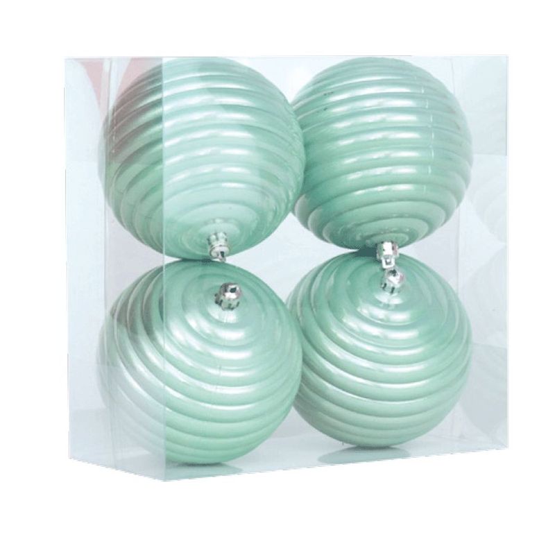 Bola de Natal Ondas VDY Cor Verde Mint 10cm 04 Unidades - Cromus - Magazine 25