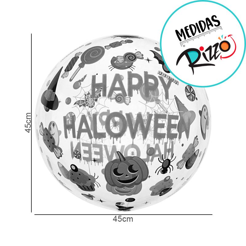 Balão de Festa Metalizado 18" 45cm - Happy Halloween - 1 unidade - Silver Festas - Magazine 25