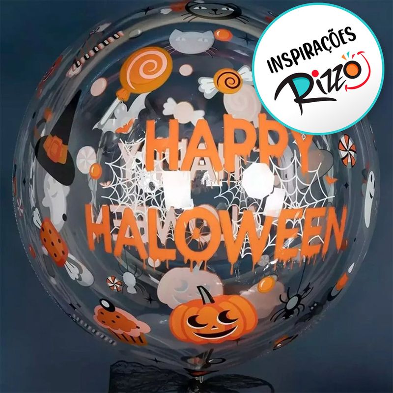 Balão de Festa Metalizado 18" 45cm - Happy Halloween - 1 unidade - Silver Festas - Magazine 25