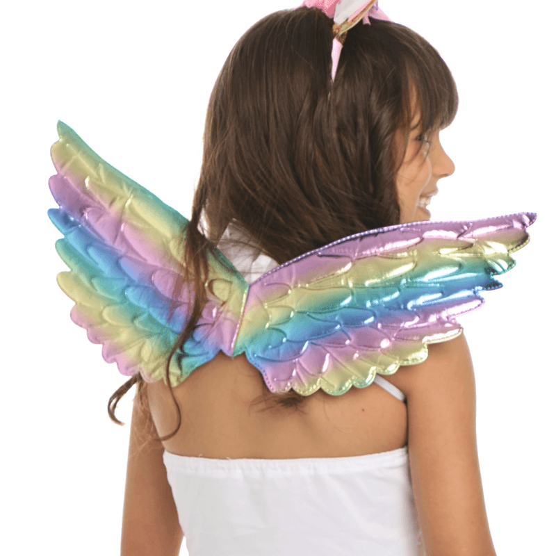 Fantasia de Unicórnio Infantil Vestido de Paetê e Tule com Asa e Tiara LED M