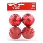 Bola de Natal com Glitter e Fosca - Vermelho - 7cm - 4 unidades - Cromus - Magazine 25