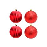 Bola de Natal com Glitter e Gomo - Vermelho - 8cm - 4 unidades - Cromus - Magazine 25