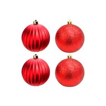 Bola de Natal com Glitter e Gomo - Vermelho - 8cm - 4 unidades - Cromus - Magazine 25