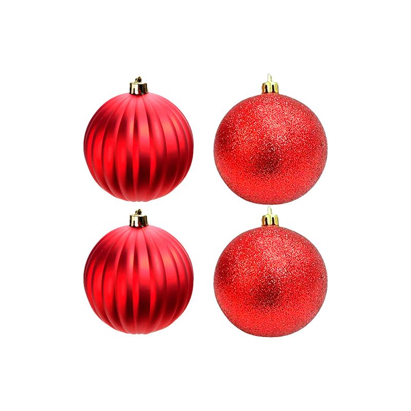 Bola de Natal com Glitter e Gomo - Vermelho - 8cm - 4 unidades - Cromus - Magazine 25