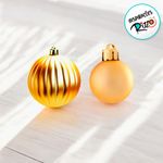 Bola de Natal Lisa - Ouro - Gomo e Fosca - 10cm - 2 unidades - Cromus - Magazine 25