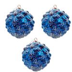 Bola de Natal Texturizada - Azul e Neve - 10cm - 3 unidades - Magazine 25