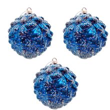 Bola de Natal Texturizada - Azul e Neve - 10cm - 3 unidades - Magazine 25