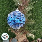 Bola de Natal Texturizada - Azul e Neve - 10cm - 3 unidades - Magazine 25