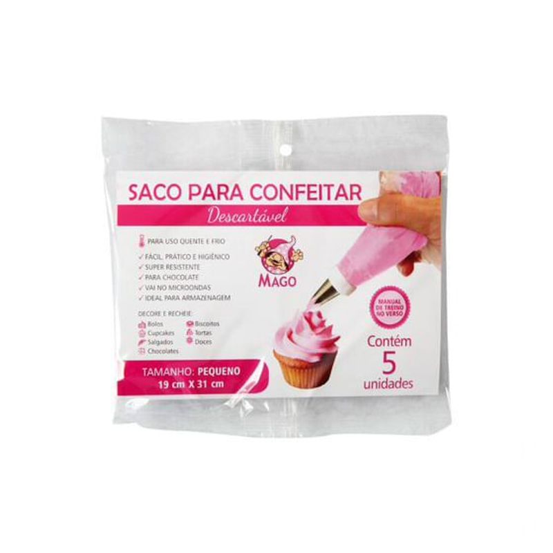 SACO PARA CONFEITAR DESCARTÁVEL PEQUENO C/5 - MAGO