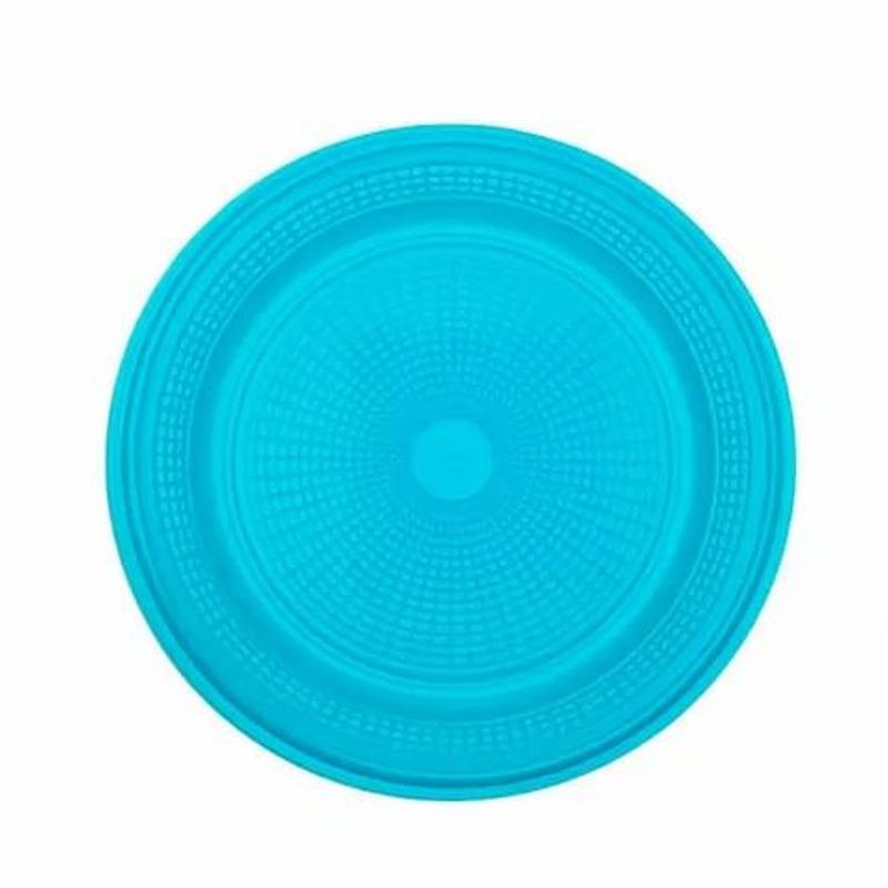 Prato Bolo Sobremesa Azul Claro 15cm com 50 Trik Trik