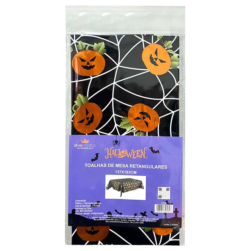 Halloween Toalha Plástica Teia Aranha 137x274cm - Silver Festas