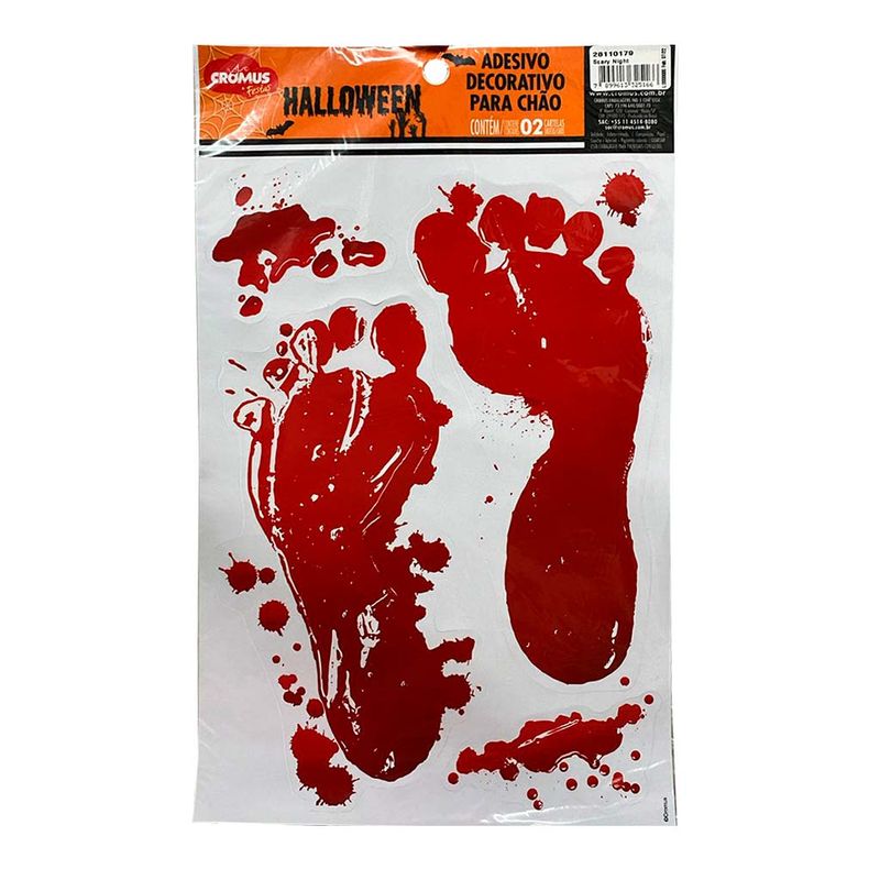 Halloween Adesivo Decorativo para Chão Pegadas de Sangue c/2 - Cromus