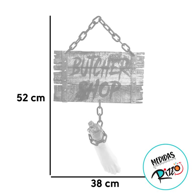 Enfeite Decorativo Halloween - Placa com Pé Pendurado "Butcher Shop"- 38x52cm - 1 unidade - Cromus - Magazine 25