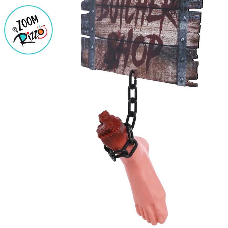 Enfeite Decorativo Halloween - Placa com Pé Pendurado "Butcher Shop"- 38x52cm - 1 unidade - Cromus - Magazine 25