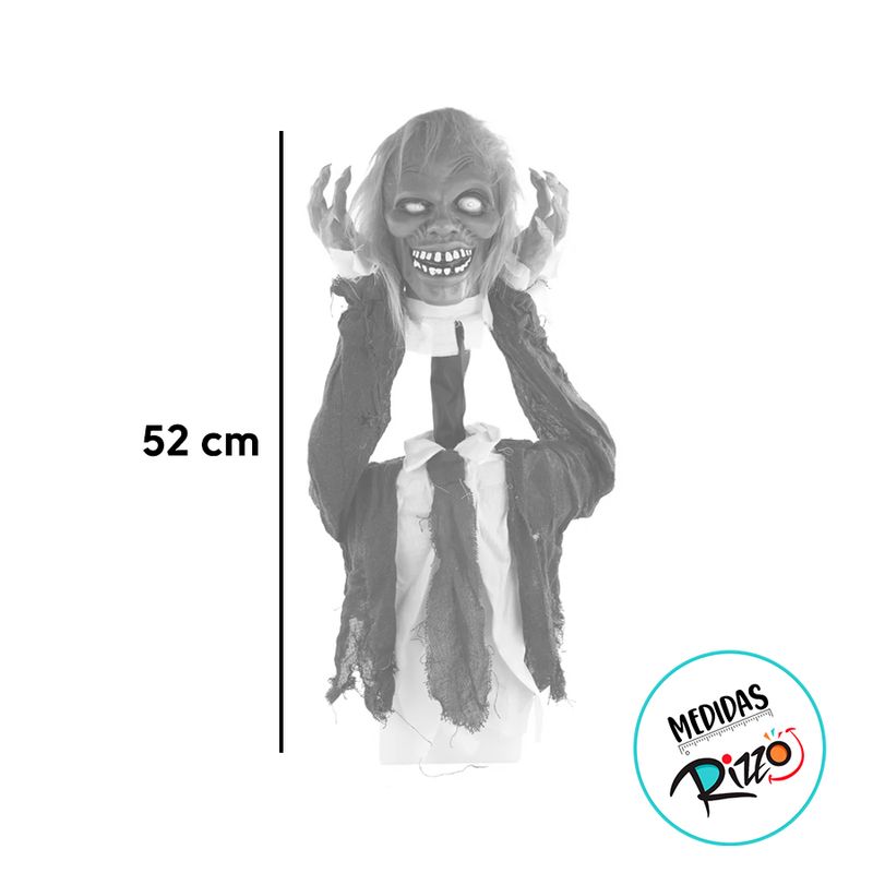 Enfeite Decorativo Halloween - Zumbi Social Ross - 52cm - Som, Luz e Movimento - 1 unidade - Cromus - Magazine 25