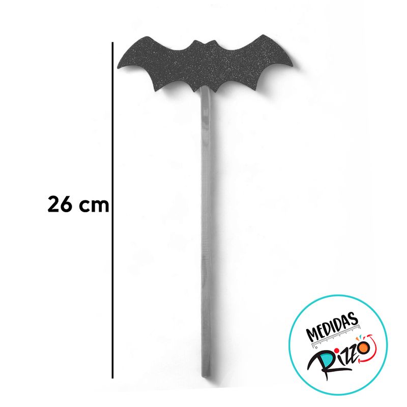 Palito Decorativo Halloween - Morcego com Glitter - 26cm - 5 unidades - Magazine 25