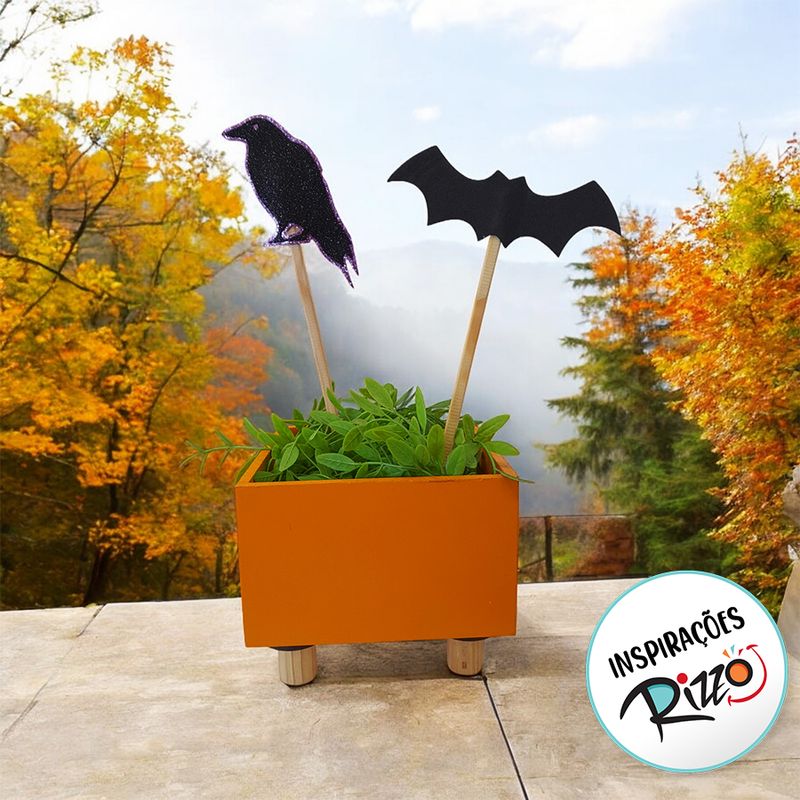 Palito Decorativo Halloween - Corvo - 28cm - 5 unidades - Magazine 25