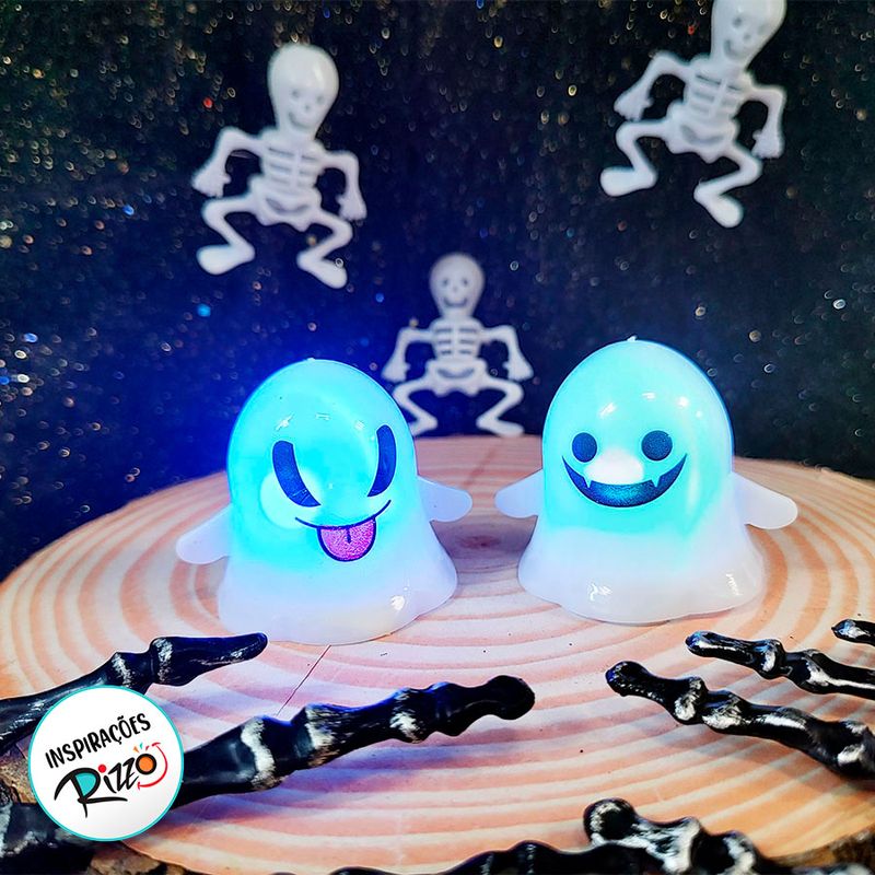 Vela Decorativa Com Led  Halloween - Fantasma Careta - 5,5x4,5cm - 1 unidade - Magazine 25