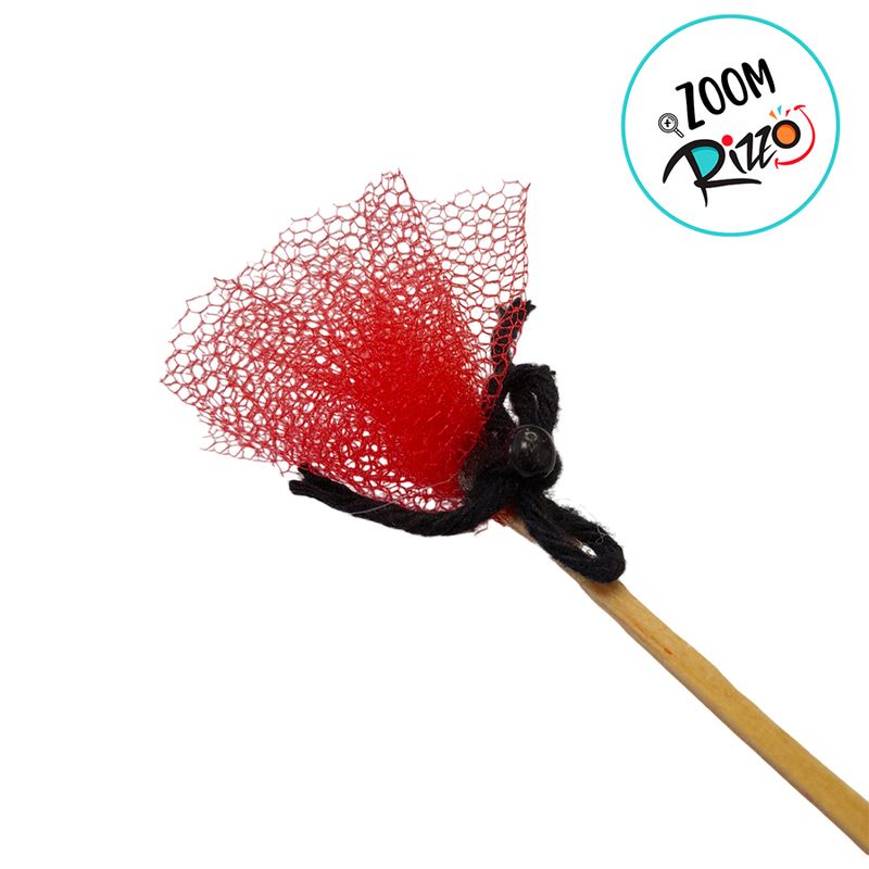 Pick Decorativo - Mini Vassoura de Tule Vermelho - 11cm - 10 unidades - Magazine 25